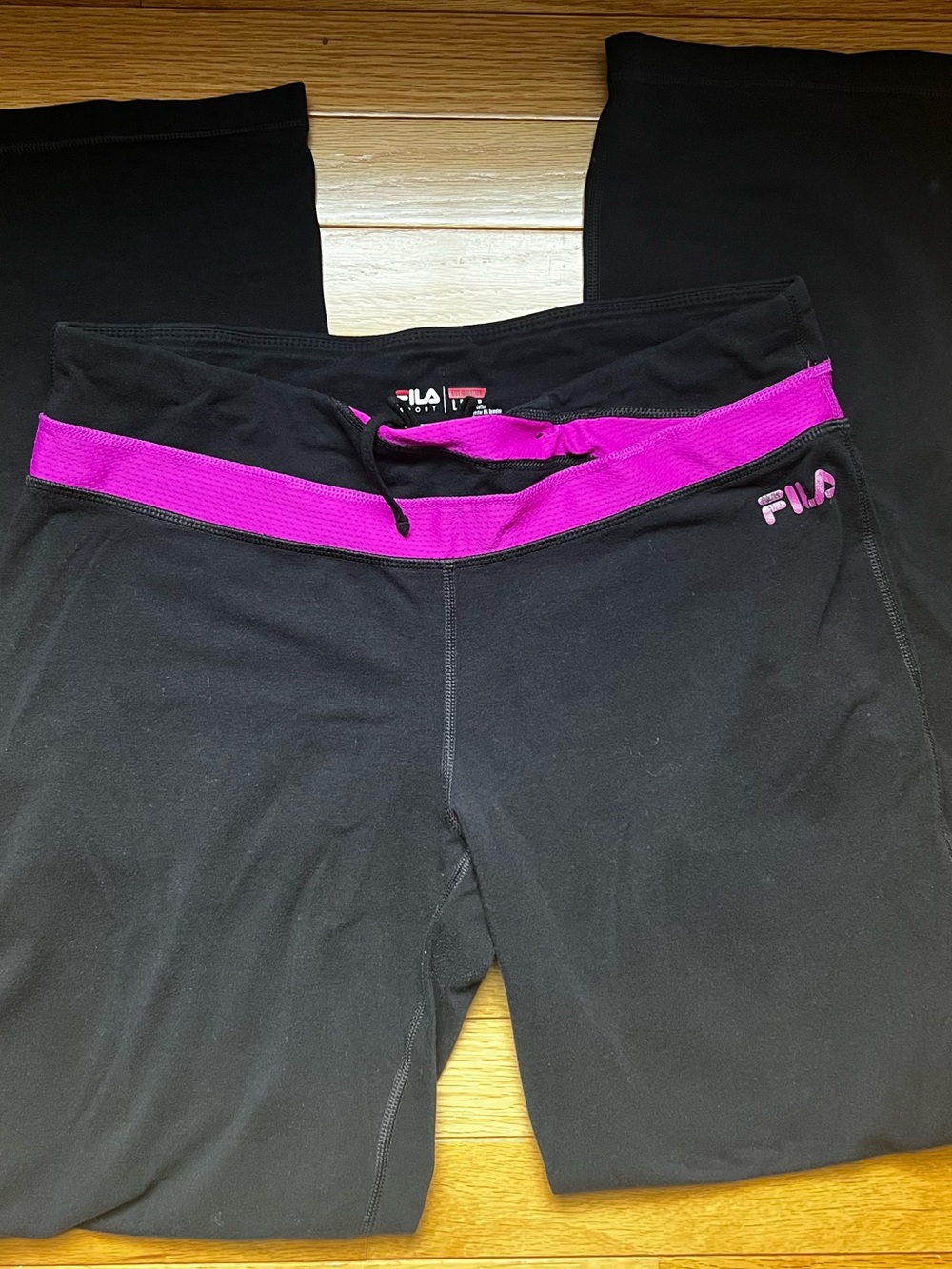 Fila Black Leggings with Pink Accent Waistband